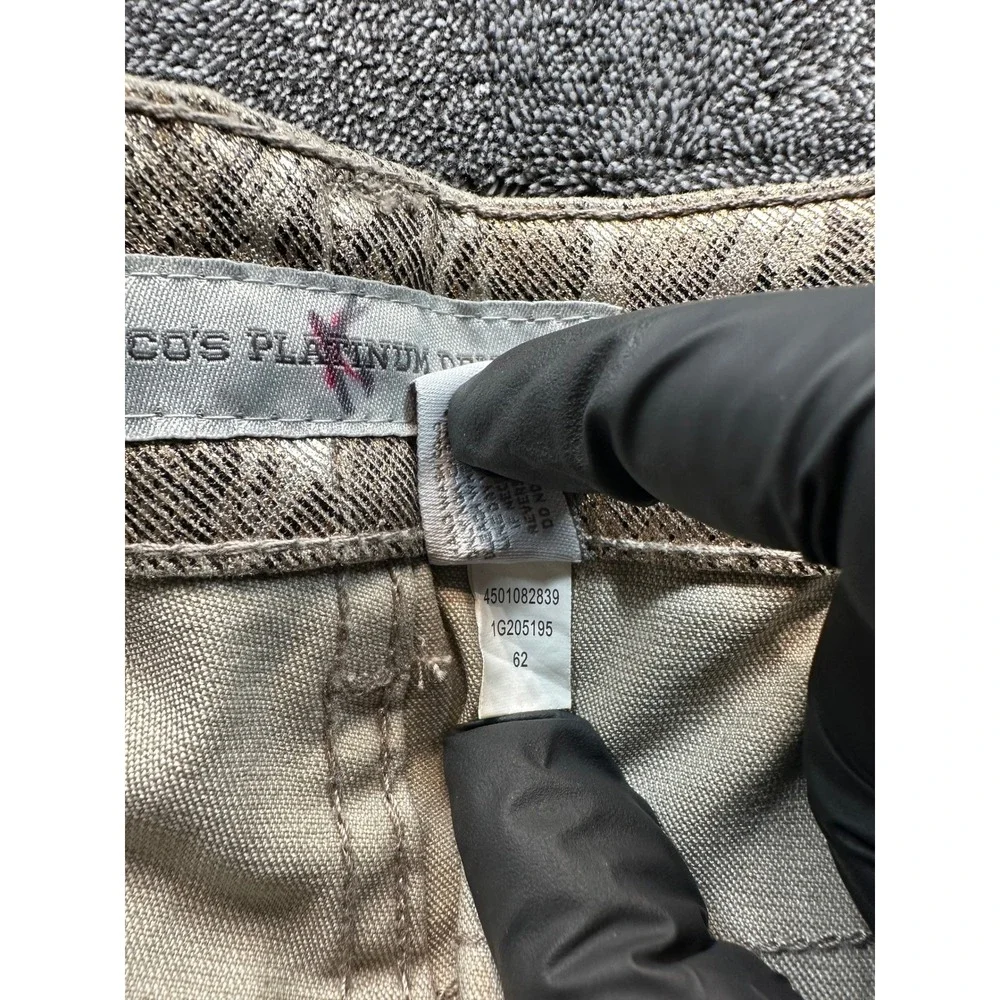 Chicos Platinum Metallic Snakeskin Print Slim Jeans Gold Bronze Size 2.5 - 14